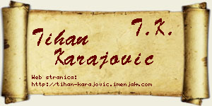 Tihan Karajović vizit kartica
